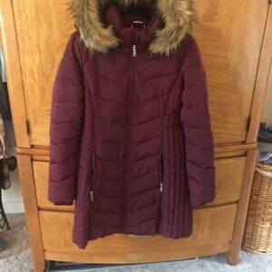 Women's Winter Puff Coat, Burgandy, Tommy Hilfiger, Size L